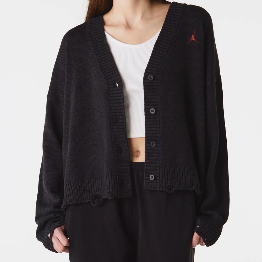 Nike Womens Jordan Distressed Cardigan 'Black'